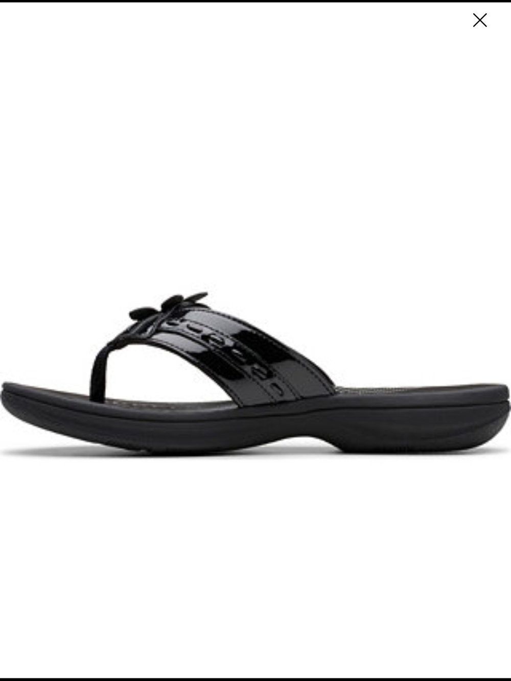 New-Clarks Cloudsteppers Brinkley Flora Black Patent Leather With Flower - Picture 2 of 5